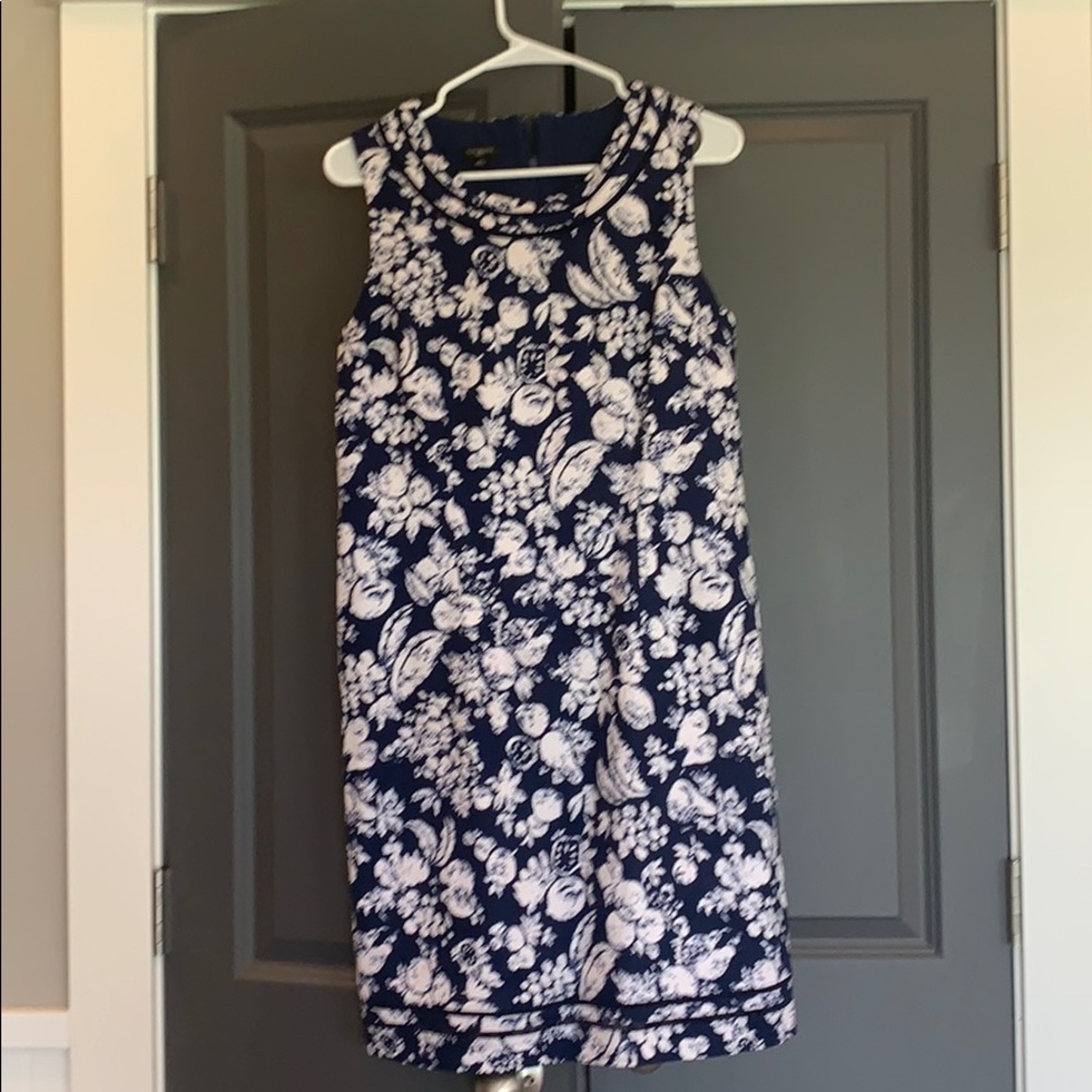 Navy and White Print Dress